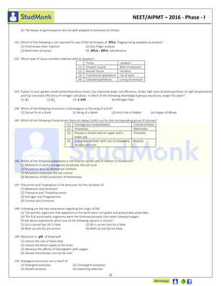 NEET 2016 Previous Year Question Paper | PDF
