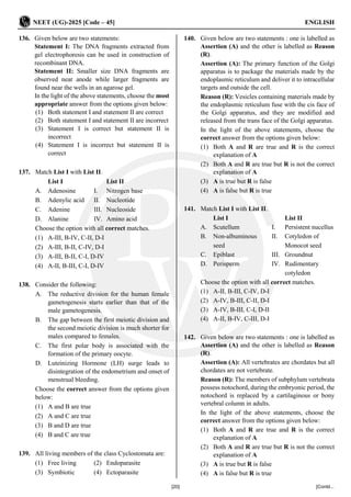 Reductive Statements NEET 25 PAPER.pdf for medical aspirant students | PDF