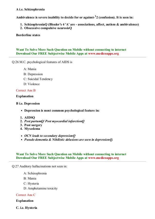 Neet pg sample question paper on mania (psychiatry) also useful for u…