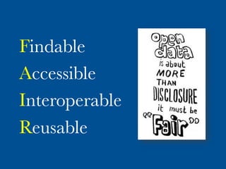 Findable
Accessible
Interoperable
Reusable
 