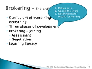 Open Context Model of Learning & Craft of Teaching Slide 11