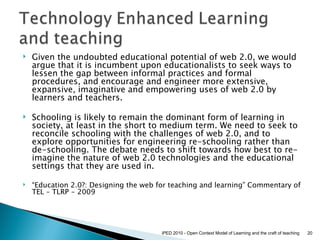 Open Context Model of Learning & Craft of Teaching Slide 20