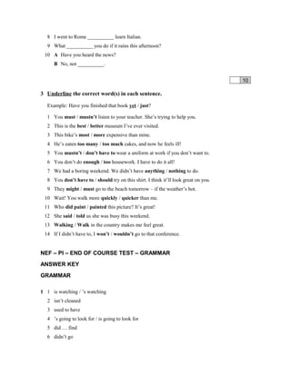 NEF – PI – END OF COURSE TEST - GRAMMAR | DOC