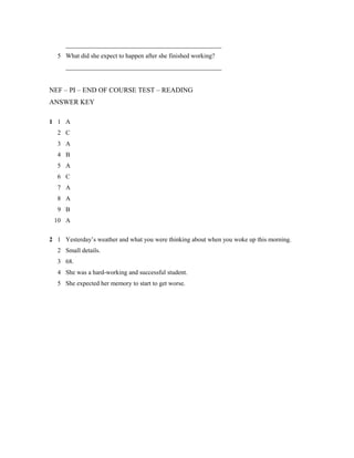 NEF – PI – END OF COURSE TEST - READING | DOC