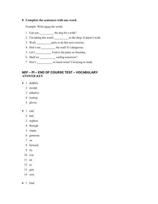 NEF – PI – END OF COURSE TEST - VOCABULARY | DOC