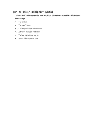 NEF – PI – END OF COURSE TEST - WRITING | DOC