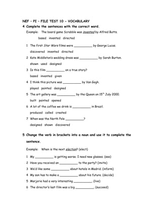 NEF – PI – FILE TEST 10 - VOCABULARY | DOC