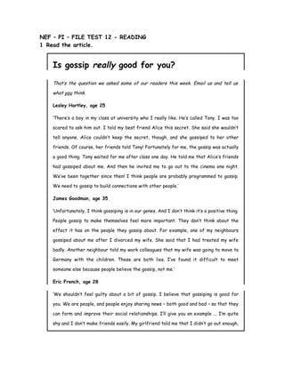 NEF – PI – FILE TEST 12 - READING | DOC