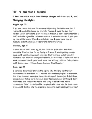 NEF – PI – FILE TEST 5 – READING | DOC