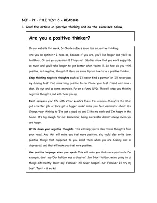 NEF – PI – FILE TEST 6 - READING