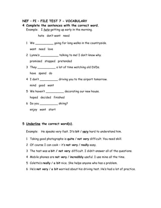 NEF – PI – FILE TEST 7 - VOCABULARY | DOC