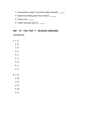 NEF – PI – FILE TEST 7 – READING EXERCISES | DOC