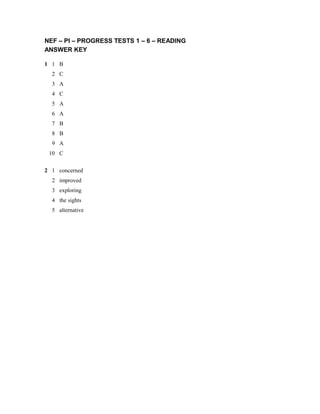 NEF – PI – PROGRESS TESTS 1 – 6 - READING | DOC