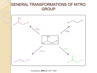 GENERAL TRANSFORMATIONS OF NITRO
GROUP
4
Tetrahedron, 2004 ,60 ,1017–1047.
 