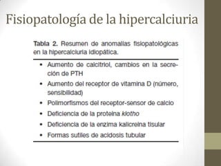 Fisiopatología de la hipercalciuria

 