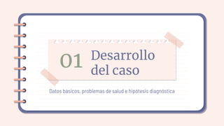 01 Desarrollo
del caso
Datos básicos, problemas de salud e hipótesis diagnóstica
 