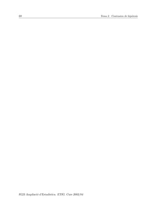 68 Tema 2. Contrastes de hipótesis
IG23 Ampliació d’Estadı́stica. ETIG. Curs 2003/04
 