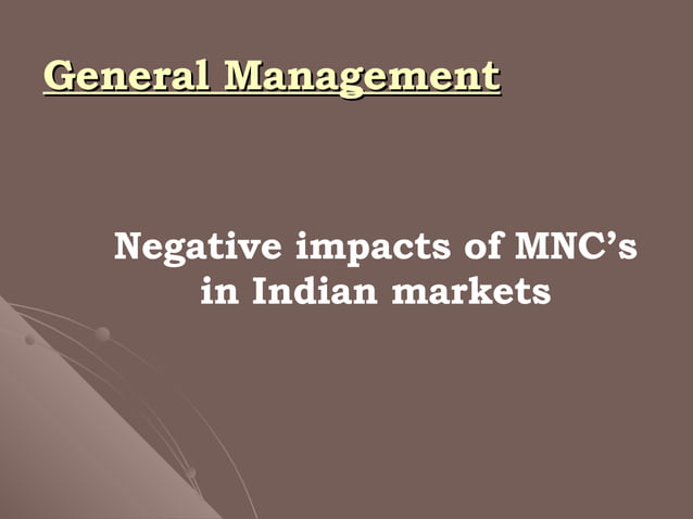 Negative Impact Of Mnc%27s | PPT