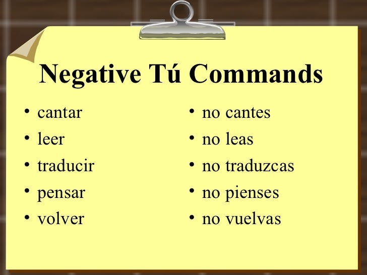 Negative Tu commands