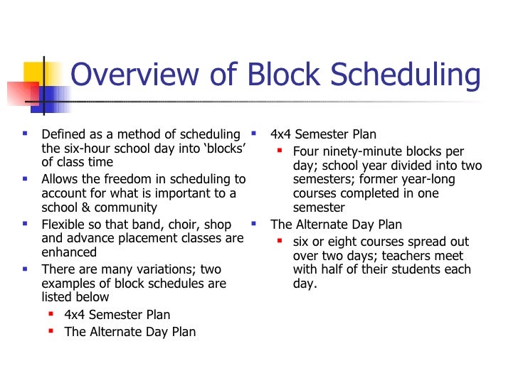 block scheduling colleges
