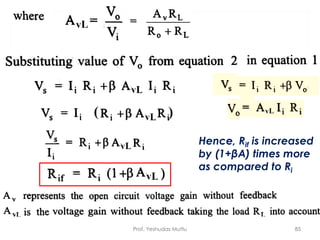Prof. Yeshudas Muttu 85
Hence, Rif is increased
by (1+βA) times more
as compared to Ri
 