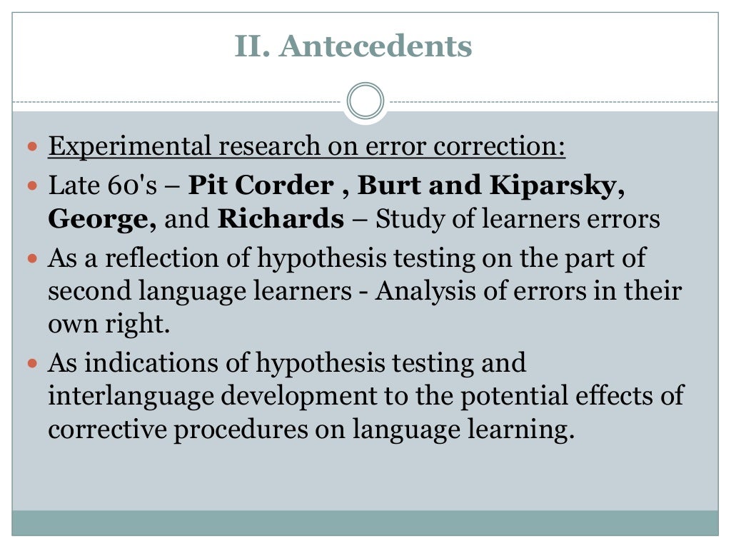 Negative feedback as regulation and second language learning