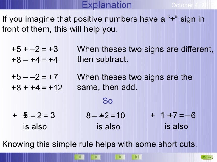 Negative numbers adding and subtracting