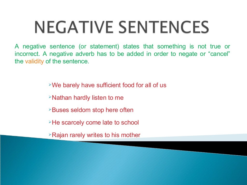 Negative sentences