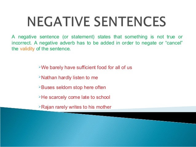 Negative sentences