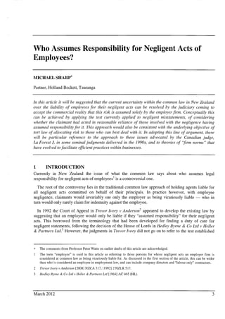 Negligent acts of employees