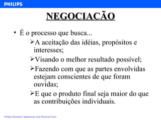 NEGOCIACÃO É o processo que busca... A aceitação das idéias, propósitos e interesses; Visando o melhor resultado possível; Fazendo com que as partes envolvidas estejam conscientes de que foram ouvidas; E que o produto final seja maior do que as contribuições individuais. 