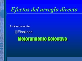 Efectos del arreglo directo
La Convención
Finalidad
Mejoramiento Colectivo
 