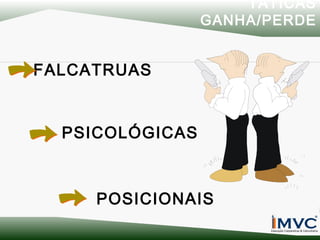 TÁTICAS
GANHA/PERDE

FALCATRUAS

PSICOLÓGICAS

POSICIONAIS

 