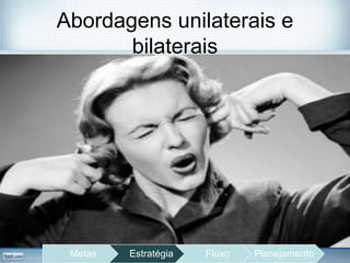 Abordagens unilaterais e
bilaterais
Metas Estratégia Fluxo Planejamento
 