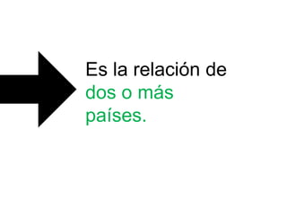 Es la relación de
dos o más
países.
 
