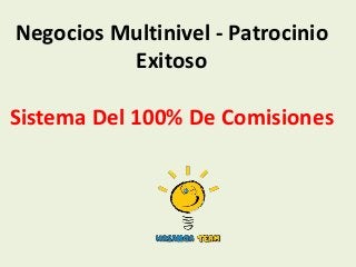 Negocios Multinivel - Patrocinio
          Exitoso

Sistema Del 100% De Comisiones
 