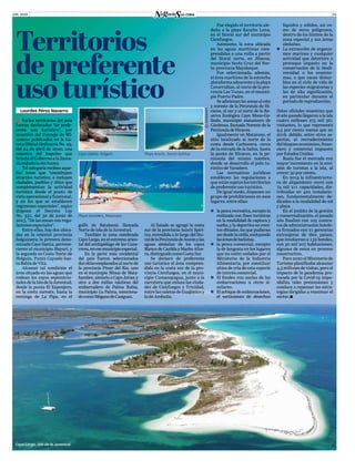 Territorios
de preferente
uso turístico
JUN. 2020 05
Lourdes Pérez Navarro
ĥ  Varios territorios del país
fueron declarados “de prefe-
rente uso turístico”, por
acuerdos del Consejo de Mi-
nistros publicados en la Ga-
ceta Oficial Ordinaria No. 29,
del 24 de abril de 2020, una
muestra del impulso que
brinda el Gobierno a la llama-
da industria sin humo.
Tal categoría reciben aque-
llas áreas que “constituyen
atractivo turístico, e incluyen
ciudades, pueblos y sitios que
complementan la actividad
turística desde el punto de
vista operacional y funcional,
y en los que se establecen
regímenes especiales”, según
dispone el Decreto Ley
No. 331, del 30 de junio de
2015, “De las zonas con regu-
laciones especiales”.
Entre ellas, hay dos ubica-
das en la oriental provincia
holguinera: la primera deno-
minada Cayo Saetía, pertene-
ciente al municipio Mayarí, y
la segunda es Costa Norte de
Holguín, Punta Cayuelo has-
ta Bahía de Vita.
Alcanzó tal condición el
área situada en las aguas que
rodean los cayos septentrio-
nales de la Isla de la Juventud,
desde la punta El Esponjero,
en la costa noreste, hasta la
restinga de La Pipa, en el
Al listado se agregó la costa
sur de la provincia Sancti Spíri-
tus, extendida a lo largo del lito-
raldelaPenínsuladeAncónylas
aguas aledañas de los cayos
Blanco de Casilda y Macho Afue-
ra,distinguidocomoCostaSur.
Se declaró de preferente
uso turístico el área compren-
dida en la costa sur de la pro-
vincia Cienfuegos, en el muni-
cipio Cumanayagua, junto a la
carretera que enlaza las ciuda-
des de Cienfuegos y Trinidad,
entre las caletas de Guajimico y
la de Ambuila.
golfo de Batabanó, llamada
Norte de Isla de la Juventud.
También la zona nombrada
Cayo Largo, en el extremo orien-
tal del archipiélago de los Cana-
rreos,enesemunicipioespecial.
En la parte más occidental
del país fueron seleccionados
dossitiosemplazadosalnortede
la provincia Pinar del Río, uno
en el municipio Minas de Mata-
hambre, aledaño a Cayo Jutías; y
otro a dos millas náuticas del
embarcadero de Palma Rubia,
municipio La Palma, menciona-
docomoMéganodeCasiguas.
Playa Varadero, Matanzas
Cayo Largo, Isla de la Juventud
Cayo Saetía, Holguín Playa Ancón, Sancti Spíritus
Fue elegido el territorio ale-
daño a la playa Rancho Luna,
en el litoral sur del municipio
Cienfuegos.
Asimismo, la zona ubicada
en las aguas marítimas com-
prendidas a una milla a partir
del litoral norte, en Jibacoa,
municipio Santa Cruz del Nor-
te, provincia Mayabeque.
Fue seleccionada, además,
el área marítima de la estrecha
plataforma adyacente a la playa
Covarrubias, al norte de la pro-
vincia Las Tunas, en el munici-
pio Puerto Padre.
Se adicionan las zonas al este
y noreste de la Península de Hi-
cacos, al sur y al norte de la Re-
serva Ecológica Cayo Mono-Ga-
lindo, municipio matancero de
Cárdenas, llamada Noreste de la
PenínsuladeHicacos.
Igualmente en Matanzas, el
sitio localizado al norte de la
costa desde Carbonera, cerca
de la entrada de la bahía, hasta
la punta de Hicacos, en la pe-
nínsula del mismo nombre,
donde se desarrolla el polo tu-
rístico de Varadero.
Las normativas jurídicas
establecen las regulaciones a
que están sujetos los territorios
de preferente uso turístico.
De igual modo, disponen un
grupo de prohibiciones en esos
lugares, entre ellas:
„	la pesca recreativa, excepto la
realizada con fines turísticos
en la modalidad de captura y
suelta, y la deportiva en even-
tos oficiales, las que pudieran
serdesdelaorilla,excluyendo
lasáreasdebañistas.
„	la pesca comercial, excepto
la de langosta en los lugares
que no estén vedados por el
Ministerio de la Industria
Alimentaria, por constituir
sitios de cría de esta especie
de interés comercial.
„	El fondeo con anclas de las
embarcaciones u otros si-
milares.
„	El achique de embarcaciones,
el vertimiento de desechos
líquidos y sólidos, así co-
mo de otros peligrosos,
dentro de los límites de la
zona especial y sus áreas
aledañas.
„	La extracción de organis-
mos marinos y cualquier
actividad que deteriore o
provoque impacto en la
conservación de la biodi-
versidad o los ecosiste-
mas, o que cause distur-
bios en el ciclo de vida de
las especies migratorias y
las de alta significación,
en particular durante el
periodo de reproducción.
Datos oficiales muestran que
el año pasado llegaron a la isla
cuatro millones 275 mil 561
visitantes, lo que representó
9,3 por ciento menos que en
2018, debido, entre otros as-
pectos, al recrudecimiento
del bloqueo económico, finan-
ciero y comercial impuesto
por Estados Unidos.
Rusia fue el mercado con
mayor incremento en la emi-
sión de turistas a la isla, al
crecer 30 por ciento.
En 2019 la infraestructu-
ra de alojamiento cerró con
74 mil 211 capacidades, dis-
tribuidas en 422 instalacio-
nes, fundamentalmente de-
dicadas a la modalidad de sol
y playa.
En el ámbito de la gestión
y comercialización, el pasado
año finalizó con 105 contra-
tos de administración hotele-
ra firmados con 21 gerencias
extranjeras de diez países,
que involucran a 132 hoteles,
con 50 mil 207 habitaciones,
algunos de estos en proceso
constructivo.
Para 2020 el Ministerio de
Turismo planificaba alcanzar
4,5 millones de visitas, pero el
impacto de la pandemia pro-
vocada por la Covid-19 impo-
sibilita tales pretensiones y
conduce a repensar las estra-
tegias dirigidas a reanimar el
sector.
©INTERNET
 