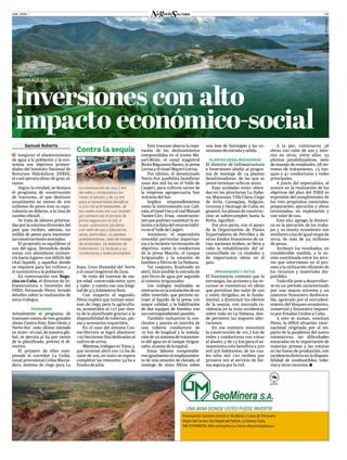 JUN. 2020 07
Samuel Roberts
ĥ  Asegurar el abastecimiento
de agua a la población y la eco-
nomía son objetivos primor-
diales del Instituto Nacional de
Recursos Hidráulicos (INRH),
el cual ejecuta obras de gran al-
cance.
Según la entidad, se destaca
el programa de construcción
de trasvases, al que destinan
anualmente no menos de 100
millones de pesos (con su equi-
valencia en dólares, a la tasa de
cambio oficial).
Se trata de labores prioriza-
das por la máxima dirección del
país que reciben, además, un
millón de pesos para mantener
las construcciones asociadas.
El propósito es equilibrar el
uso del agua, llevándola desde
zonas con abundante existen-
cia hacia lugares con déficit del
vital líquido, y aquellos donde
se requiera para los cultivos y
el suministro a la población.
En conversación con Nego-
cios en Cuba, el director de In-
fraestructura e Inversión del
INRH, Fernando Pérez, brindó
detalles sobre la realización de
estos trabajos.
TRASVASES
Actualmente el programa de
trasvases consta de tres grandes
obras: Centro-Este, Este-Oeste y
Norte-Sur –este último iniciado
en 2020– el cual, de manera glo-
bal, se ejecuta al 84 por ciento
de lo planificado, precisó el di-
rectivo.
El primero de ellos com-
prende el corredor La Ceiba,
canal provisional Ceiba-Mania-
dero, sistema de riego para La
Soya, Gran Humedal del Norte
y el canal magistral de Zaza.
Se trata del trasvase de ma-
yoredad–construidoentre1970
y 1980– y cuenta con una longi-
tudde315kilómetros(km).
Con respecto al segundo,
Pérez explicó que incluye siste-
mas de riego para la agricultu-
ra, acometidos al 127 por cien-
to de lo planificado gracias a la
disponibilidad de tuberías, pie-
zas y accesorios requeridos.
En el caso del sistema Cos-
me-Herrera se logró abastecer
120 hectáreas (ha) dedicadas al
cultivo de arroz.
Mientras,trabajanenToma3,
que terminó abril con 12 ha de
valor de uso, en tanto se espera
completar las restantes 34 ha a
finales de julio.
Este trasvase abarca la repa-
ración de los deslizamientos
comprendidos en el tramo Ma-
yarí-Birán, el canal magistral
Birán-Báguanos-Banes, la presa
Levisa y el túnel Mayarí-Levisa.
Por último, el denominado
Norte-Sur posibilita beneficiar
unas dos mil ha en el Valle de
Caujerí, para cultivos varios de
la empresa agropecuaria San
Antonio del Sur.
Implica emprendimientos
como la interconexión con Cali-
cata,eltúnelUnoyelvialManuel
Tames-Ciro Frías, construccio-
nes que podrían constituir la so-
luciónalafaltadelrecursohídri-
coenelValledeCaujerí.
Asimismo, el especialista
concedió particular importan-
cia a la reciente terminación de
objetivos, como la conductora
de la presa Maurín, el tanque
Ariguanabo y la estación de
bombeo y filtros de La Habana.
Tal conjunto, finalizado en
abril, hizo posible la entrada de
300 litros de agua por segundo
al sistema Ariguanabo.
Los trabajos realizados se
centraronenlainstalacióndeun
sifón invertido, que permite ex-
traer el líquido de la presa con
mayor calidad, y la habilitación
de dos equipos de bombeo con
suscorrespondientespaneles.
También incluyeron la con-
clusión y puesta en marcha de
una tubería conductora de
10 km de longitud y la instala-
cióndeunsistemadetratamien-
to del agua en el tanque Arigua-
nabo,aloestedelacapital.
Estas labores comprendie-
ron igualmente el emplazamien-
to de una estación de clorado, el
montaje de cinco filtros sobre
una losa de hormigón y las co-
nexionesdeentradaysalida.
PLANTAS DESALINIZADORAS
El director de Infraestructura
e Inversiones aludió al progra-
ma de montaje de 14 plantas
desalinizadoras, de las que se
prevé terminar ocho en 2020.
Esas unidades están ubica-
das en las provincias La Haba-
na, Matanzas, Villa Clara, Ciego
de Ávila, Camagüey, Holguín,
Granma y Santiago de Cuba; en
general, los planes de construc-
ción se sobrecumplen hasta la
fecha, significó.
Por otra parte, con el apoyo
de la Organización de Países
Exportadores de Petróleo y de
otros fondos financieros de va-
rias naciones árabes, se lleva a
cabo la rehabilitación del al-
cantarillado en 12 ciudades y
de importantes obras en el
país.
PRIORIDADES Y RETOS
El funcionario comentó que la
estrategia, las acciones y los re-
cursos se concentran en obras
que permitan dar valor de uso
y estén dirigidas, en lo funda-
mental, a disminuir los efectos
de la sequía, con marcada in-
cidencia en la zona occidental,
sobre todo en La Habana, don-
de persisten las mayores afec-
taciones.
En ese contexto mencionó
la construcción de 101,7 km de
redes y conductoras con vistas
al abasto, y de 15 km para el sa-
neamiento; esto beneficia a 370
mil 476 habitantes, de los cua-
les ocho mil 120 reciben por
primera vez el servicio de for-
ma segura por la red.
ZZ HIDRÁULICA
Inversiones con alto
impacto económico-social
A la par, culminaron 58
obras con valor de uso y labo-
ran en otras, entre ellas, 23
plantas potabilizadoras, siete
de manejo de residuales, 28 sis-
temas de tratamiento, 15 tan-
ques y 41 conductoras y redes
principales.
A juicio del especialista, el
avance en la realización de los
objetivos del plan deI INRH es
expresión del cumplimiento de
los tres propósitos esenciales:
preparación, ejecución y obras
terminadas, en explotación y
con valor de uso.
Este año, agregó, la dinámi-
ca en la ejecución de los traba-
jos y su monto económico son
similares a los de igual etapa de
2019, de más de 94 millones
de pesos.
Atribuyó los resultados, en
considerable medida, a la ac-
ción coordinada entre los acto-
res que intervienen en el pro-
ceso y la utilización eficiente de
los recursos y materiales dis-
ponibles.
Todo ello pese a desarrollar-
se en un periodo caracterizado
por una sequía extrema y un
contexto financiero desfavora-
ble, agravado por el recrudeci-
miento del bloqueo económico,
comercial y financiero impues-
to por Estados Unidos a Cuba.
A esto se suman, concluyó
Pérez, la difícil situación inter-
nacional originada por el im-
pacto de la pandemia del nuevo
coronavirus, las dificultades
encaradas en la importación de
materias primas y las roturas
en las líneas de producción, con
incidencia directa en la disponi-
bilidad de combustibles, tube-
rías y otros recursos.
La construcción de 101,7 km
de redes y conductoras con
vistas al abasto, y de 15 km
para el saneamiento beneficia
a 370 mil 476 habitantes, de
los cuales ocho mil 120 reciben
por primera vez el servicio de
forma segura por la red. A
la par, culminaron 58 obras
con valor de uso y laboran en
otras, entre ellas, 23 plantas
potabilizadoras, siete de manejo
de residuales, 28 sistemas de
tratamiento, 15 tanques y 41
conductoras y redes principales
Contra la sequía
©INTERNET
 