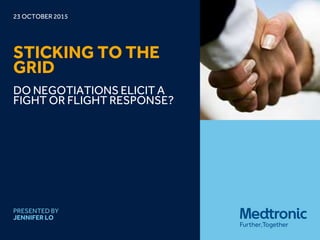23 OCTOBER 2015
STICKING TO THE
GRID
DO NEGOTIATIONS ELICIT A
FIGHT OR FLIGHT RESPONSE?
PRESENTED BY
JENNIFER LO
 