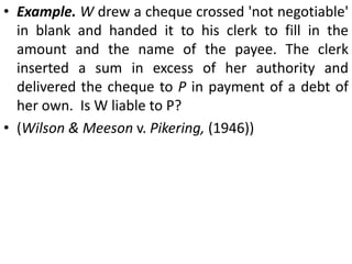 Restrictive crossing. In addition to the two statutory types of crossing discussed above, there is another type which has been adopted by commercial and banking usage. In this type of crossing the words 'A/c Payee' are added to the general or special crossing.The words 'A/c Payee' on a cheque are a direction to the collecting banker that the amount collected on the cheque is to be credited to the account of the payee. If he credits the proceeds to a different account, he is guilty of negligence and will be liable to the true owner for the amount of the cheque.In practice, the collecting banker sees to it that such instruction is carried out and usually refuses to accept A/c payee crossed cheques with any endorsement thereon.