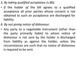 2. By release (s.82 (b)).    If the holder of a negotiable instrument releases any party to the instrument by any method other than cancellation of names (i.e., by a separate agreement of waiver, release, or remission), the party so released and all parties subsequent to him, who have a right of action against the party so released, are discharged from liability.