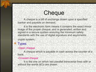 Parallel Cheque Negotiable instrument1-act-1881 | PPT