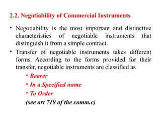 Law of negotiable instrument power point | PPTX