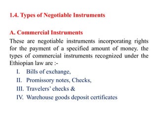 Negotiable Instrument Types Law of negotiable instrument power point | PPTX