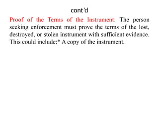 Prove Instrument Law of negotiable instrument power point | PPTX