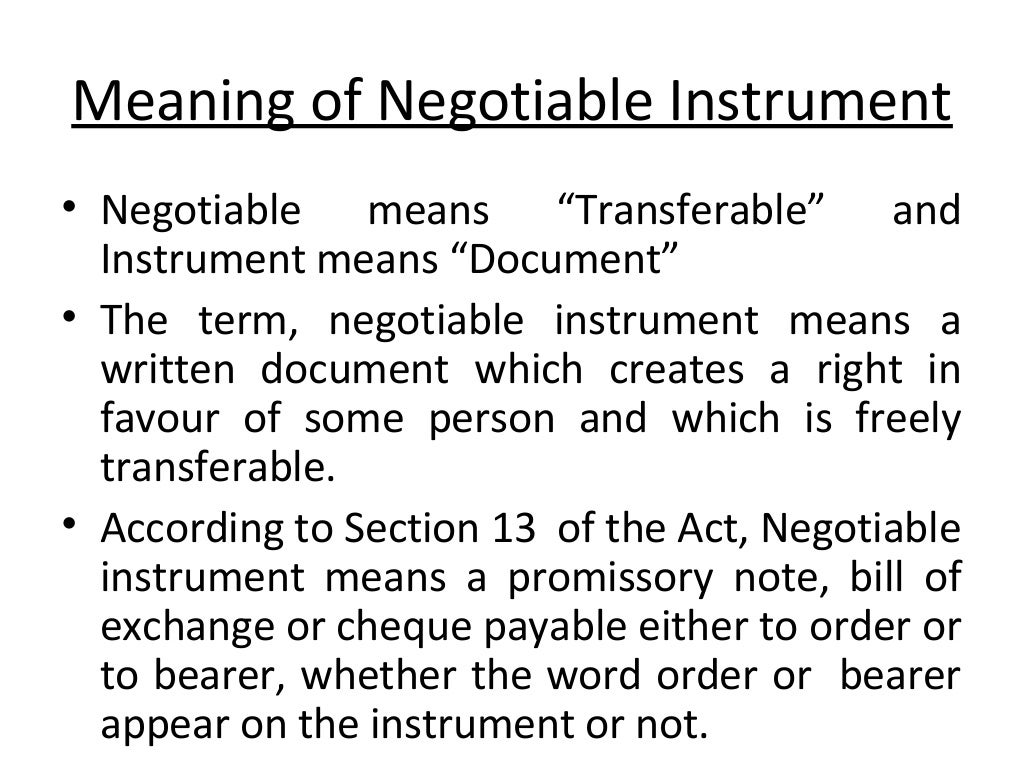 Negotiable instrument