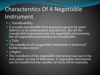 Negotiable Instrument Types Negotiable instrument act 1881 & Types of Negotiable Instrument | PPTX