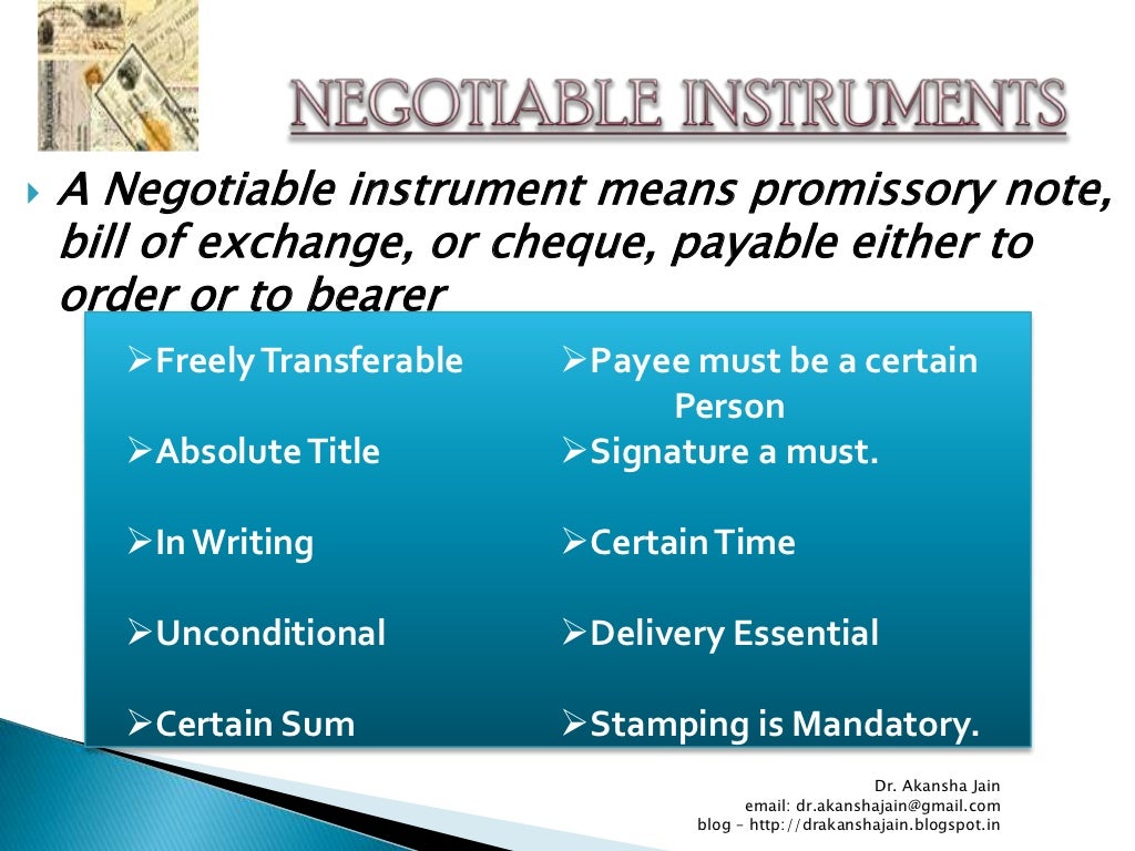 Negotiable instrument act 1881
