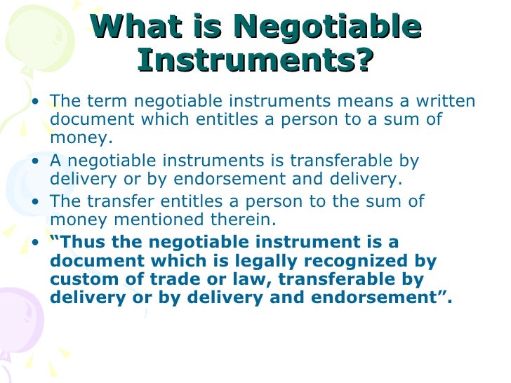 Negotiable Instruments