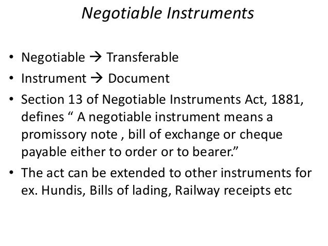 Negotiable instruments. intro